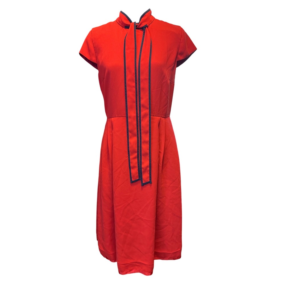 J.Crew Summer Red 365 Short Sleeve Crepe A-Line Dress 6 Americana Flawed Hem